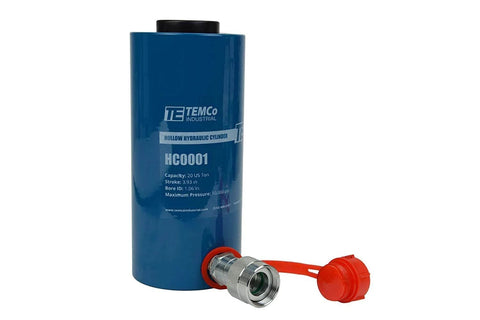 ✝️ Hollow Hydraulic Cylinder Ram 20 TON 4 Inch Stroke (Optional Tonnages Availiable) - Blue cylinder with red cap