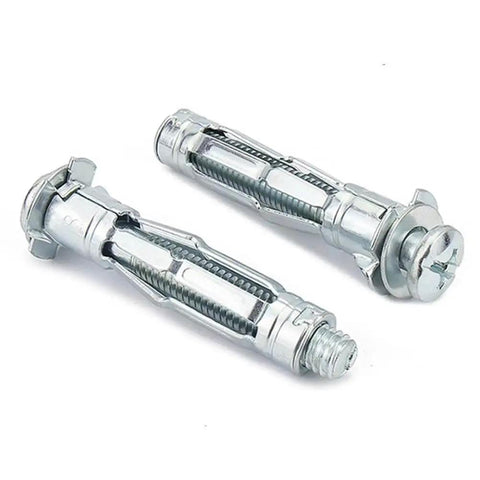 25 Pieces Hollow Wall Anchors M4x38mm For Drywall And Plasterboard Molly Bolts Easy Expansion Wall Plugs in silver finish.