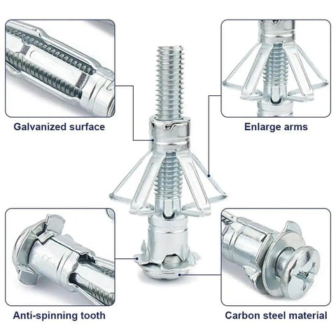 Close-up of 25 Pieces Hollow Wall Anchors M4x38mm for Drywall and Plasterboard Molly Bolts showing detailed features