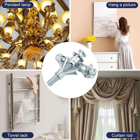 25 Pieces Hollow Wall Anchors M4x38mm For Drywall And Plasterboard Molly Bolts Easy Expansion Wall Plugs For Ceiling And Wall Mounts Ideal For Curtains Picture Frames Coat Racks Switches And Shelves For DIYers Hang Stuff In Silver Finish