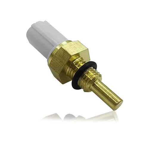 Coolant temperature sensor with brass threaded body and white plastic housing