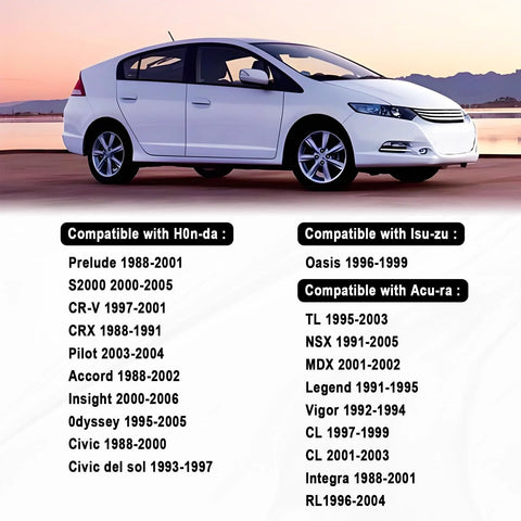 SYudwen engine coolant temperature sensor compatibility chart on a white car; lists Honda and Isuzu models.