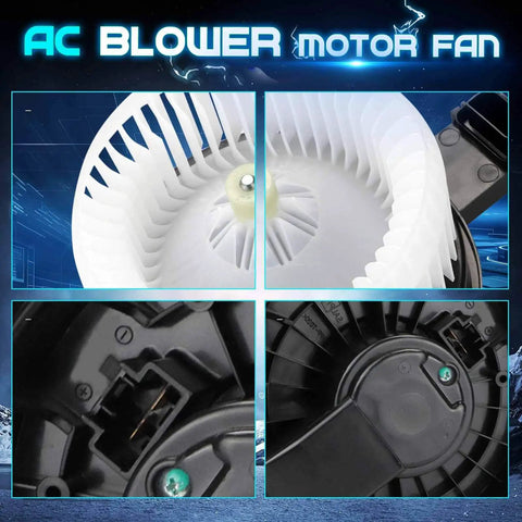 Reliable HVAC Blower Motor Fan Replacement For Honda And Acura Vehicles Including Civic CR-V Accord RDX ILX With 79310-T0A-A01 79310-T2F-A01 79310-TR6-A71 PM4038 with close-up details of fan and motor components.