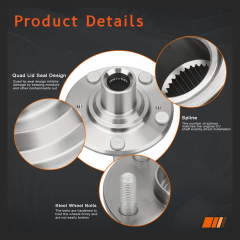 Front Wheel Hub Assembly Pair For Honda Civic 2006 Through 2011 1.3L Or 1.8L L4 Engines Driver Or Passenger Side Hubs details