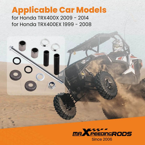 Swing Arm Bolt On Bushing Kit with Shaft Pivot Bolt and Bearing Seal Set for Honda TRX400EX 1999 2008 and TRX400X 2009 2014 displayed.