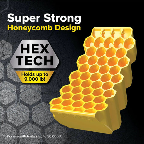 Curved Camper Leveler And Wheel Chock For RVs And Trailers Up To 30,000 Lbs By Camco, heavy duty honeycomb design
