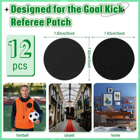 12 Pairs 3 Inch Self Sticky Round Hook And Loop Dots Double Sided Adhesive Fasteners For Home Office Diy Wall Decor Tool Hanging Black Chengu Great For Organizing Cables And Lightweight Accessories image showing two black 3-inch adhesive dots.