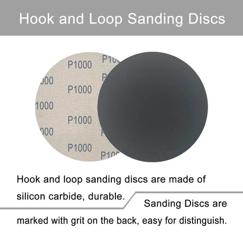 6 Inch Wet Dry Sanding Discs 50 Pcs Hook Loop Assorted Grit Silicon Carbide 1000 1500 2000 3000 5000 For Orbital Sander