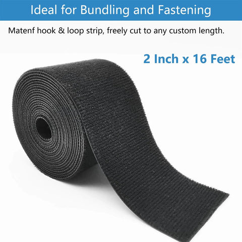 Double Sided Hook And Loop Straps For Quick Wrap Cable Bundling And Organization Heavy Duty 2 Inch Wide Self Gripping Nylon Roll Cut To Length Reusable Cable Management Straps 16 Feet Long roll