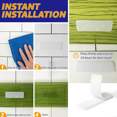 Installation steps for Heavy Duty Adhesive Hook And Loop Tape Strips 16 Sets 1 By 3 Inch Double Sided Fasteners with Strong Back Adhesive