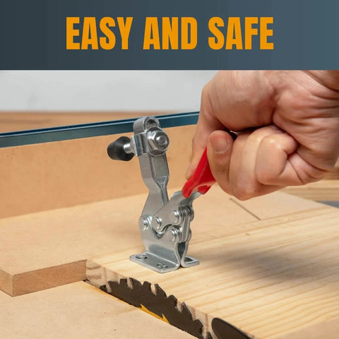 4 Pack Quick Release Toggle Clamps 500 Lb Capacity Horizontal With Antislip Rubber Tips securing wood on saw table