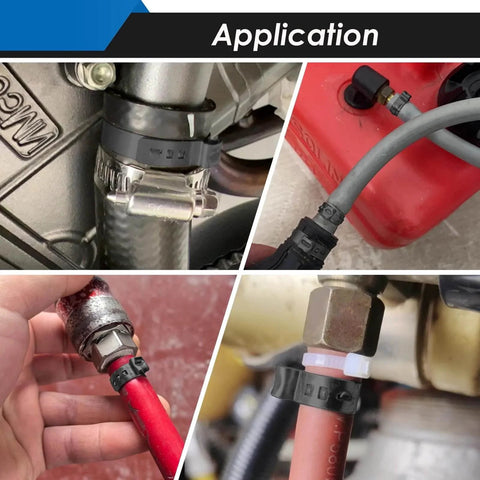250 Pack Hose Clamp Kit With 14 Sizes 5.3 To 33.1 Mm Single Ear Stainless Steel 304 Black Finish Includes Ear Clamp Pliers For Automotive Plumbing And Fuel Line Applications Ideal For Automotive Marine And Home Hose Repairs in use on various hoses and connections