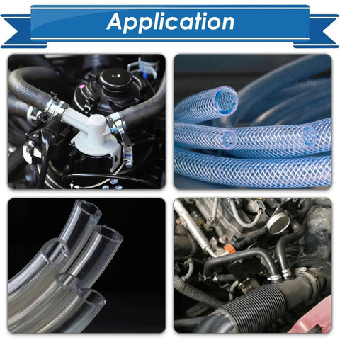 Various applications of the 330Pcs Nine Size Spring Hose Clamps Set 5mm To 13mm on fuel and water hoses.