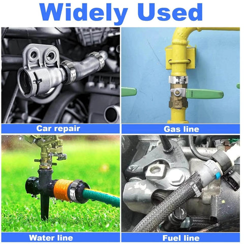 Fifty Pieces Stainless Steel 304 Single Ear Hose Clamps used in automotive, gas, water, fuel line applications.