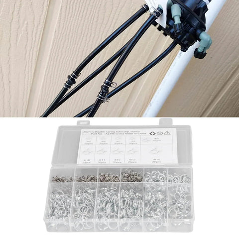 250 Piece Hose Tube Spring Clips Set Double Wire Hose Clamps 5mm To 14mm For Air Water And Silicone Hoses irrigation