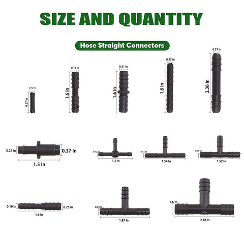BELOMI vacuum hose connector assortment kit with nylon barbed fittings; 113 pieces, 12 sizes, including straight, tee, and reducer adapters