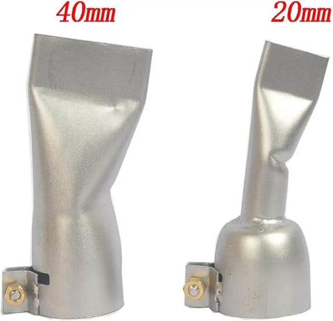 Two metal nozzles, 40mm and 20mm sizes, for Heavy Duty 1600W Hot Air Plastic Welding Kit For PVC And Vinyl Repairs With Pro Grade Handheld Welder