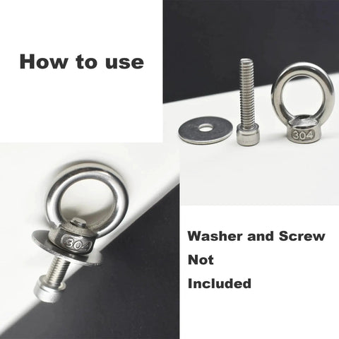 How to use 10 Pack M3 Stainless Steel Lifting Eye Nuts With Shoulder Ring For Rigging And Lifting 304 Stainless Metric Thread M3 shown