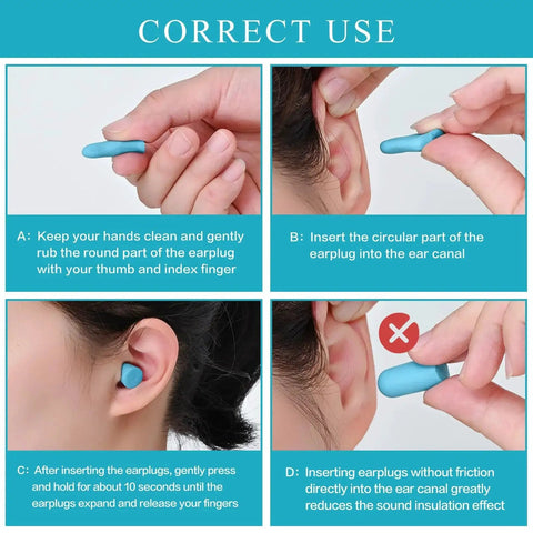 Instructions on using Reusable Soft Foam Ear Plugs With Up To 35 DB SNR Noise Reduction For Sleeping Concerts and Loud Environments