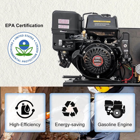 HPDMC 13HP Gas Powered Air Compressor engine with EPA certification, high-efficiency, energy-saving, gasoline engine features.