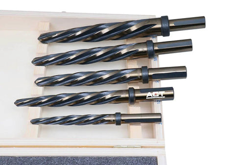 Pro Grade HSS Car Reamer Set With Spiral Flute, 5 Piece, Gold Oxide Finish, Straight Shank Reamers With Stop Collar For Precise Hole Sizing