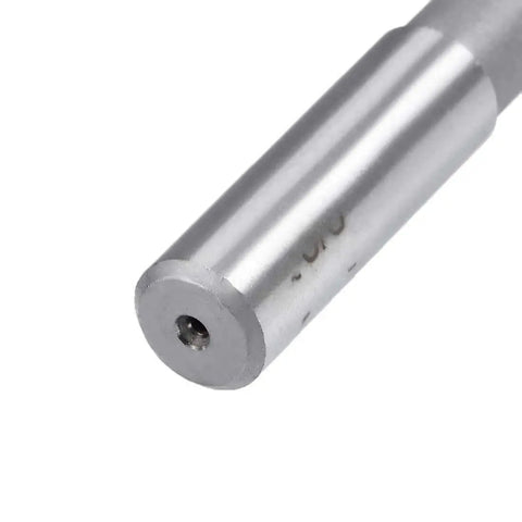 Close-up of Three Eighths Inch HSS Chucking Reamer With Six Straight Flutes And Round Shank Milling Cutting Tool for precision reaming