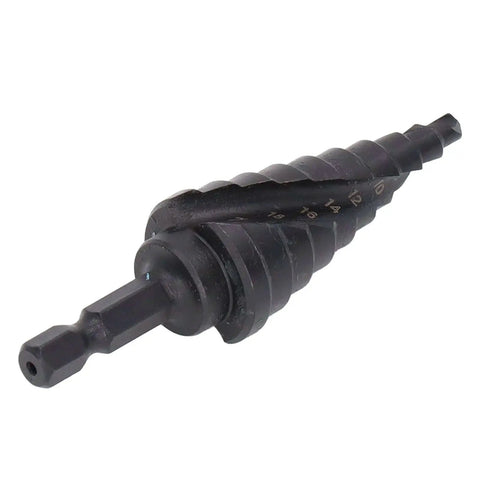 Heavy Duty HSS Step Drill Bit and Hole Reamer With Pagoda Style Spiral Groove for Metal, 10 Steps From 4 to 22mm, Hex Shank