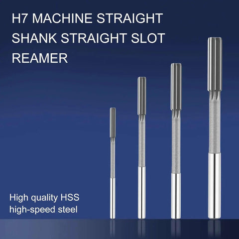 Chucking Reamer Set For Lathe Machines With High Speed Steel Round Shank H7 Straight Flutes Four Pieces