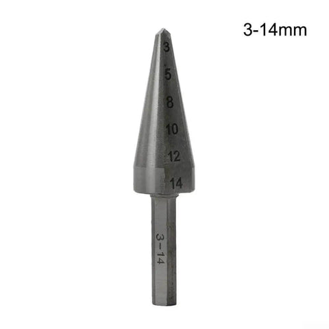 Umbrella Chamfer HSS Taper Drill Bit Cone Cutter For 3 To 14mm Holes, Step Reamer For Metal Wood Plastic shown upright