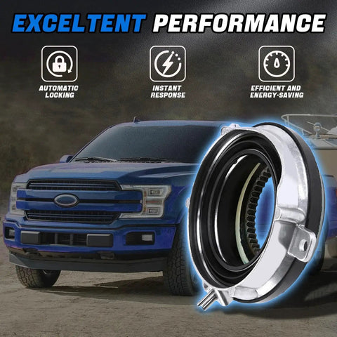 Hub Locking Actuator For Ford F150 2016 2020 And Expedition 2016 2018 4x4 4WD Direct Replacement Auto Locking Hub For Lincoln Navigator 2016 2018 Replaces GL1Z3C247A Premium Quality Replacement For Easy Install And Smooth 4WD Engagement displayed in front of truck