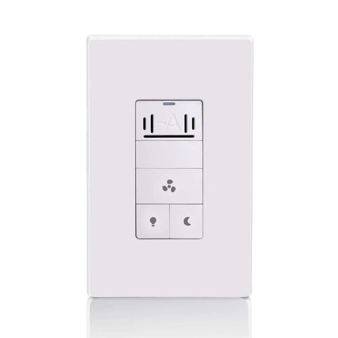 Front view of white Smart Humidity Sensor Light Switch for Bathroom Exhaust Fans, Ventilation Fans, LED Lights, and Night Light with Auto Control