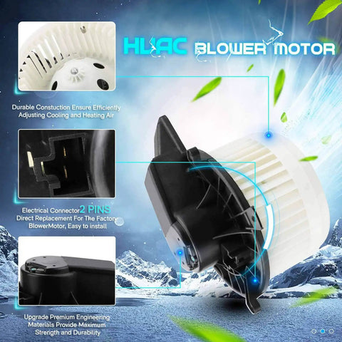 Front HVAC Blower Motor With Fan For 2011 To 2021 Dodge Durango Jeep Grand Cherokee 2008 To 2020 Grand Caravan 2008 To 2016 Town And Country 700216 Direct Fit Plug And Play Replacement shown with detailed parts