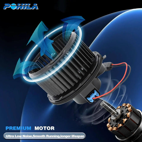 HVAC Blower Motor With Fan Cage Direct Fit Replacement For Chevy Silverado Tahoe Suburban Avalanche GMC Sierra Yukon Cadillac Escalade 1999 2000 2001 2002 2003 2004 2005 2006 2014 700089 showcasing fan blades and motor details