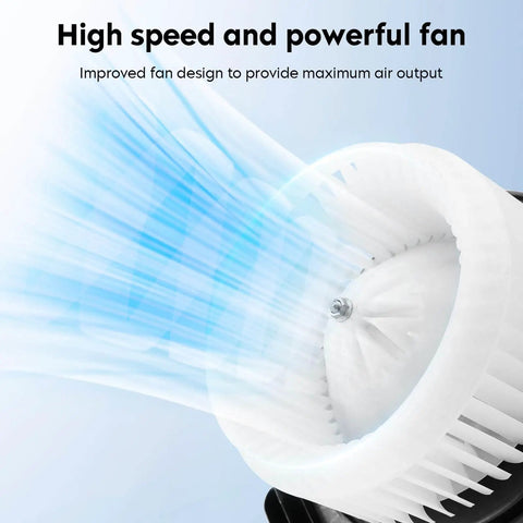Direct Fit HVAC Heater Blower Motor Assembly fan detail showing high-speed airflow for Toyota Corolla RAV4 Scion Pontiac Vibe