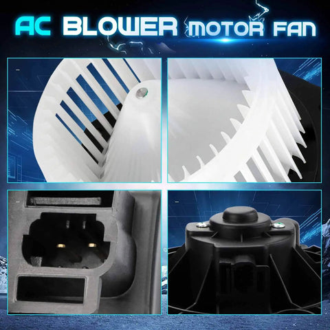 Close-up of HVAC Blower Motor Fan Replacement for Chevy Impala 2004 To 2013 Buick LaCrosse Allure 2005 To 2009 Monte Carlo 2004 To 2007 Pontiac Grand Prix 2004 To 2008 Replacement 700107 19153333 showing fan blades and electrical connectors