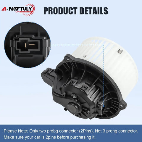 Direct Fit HVAC Blower Motor Replacement Front Fan Assembly 700258 connector detail with two prong design