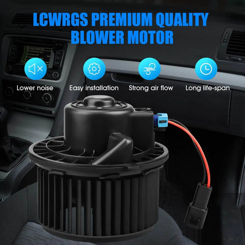 Front HVAC Blower Motor With Fan Replacement For 2007 2014 Chevy Silverado 1500 2500 3500 Suburban Tahoe Avalanche GMC Sierra Yukon Cadillac Escalade Easy Install Direct Swap installed in car interior