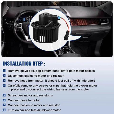 Installation steps for Front HVAC Blower Motor Replacement For Chevy Tahoe Silverado 1500 2500 Avalanche Suburban GMC Yukon