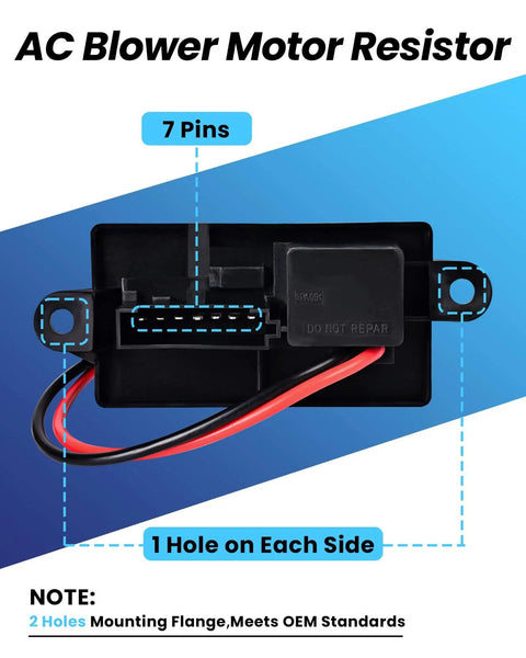 HVAC Blower Motor Resistor Direct Fit Compatible With 1999 To 2006 Chevy Silverado GMC Sierra 1500 2500 3500 Yukon XL Replacement For GM 89019089 With One Hole Mounting Flange On Each Side PANNUOSCS, 7-pin black unit