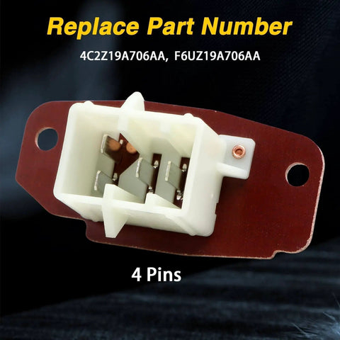 Close-up of HVAC Blower Motor Resistor With Connector Wire Harness For Ford E Series Vans showing 4-pin connector