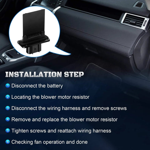 Installation steps and image of Beefy HVAC Blower Motor Resistor Replacement YH1715 For Ford F Series F 150.