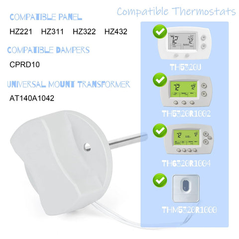 Discharge air temperature sensor, white plastic body with cable, model C7735A1000 for Honeywell TH/Hz thermostats