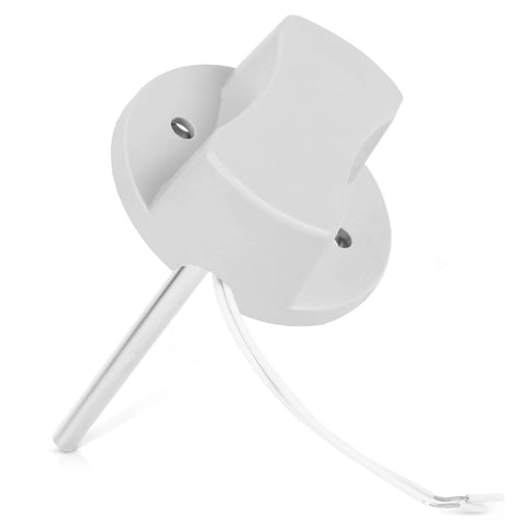 Discharge air temperature sensor with white circular mounting base, metal probe, and exposed leads for Honeywell zone system.