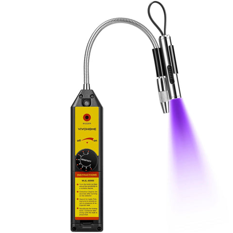 VIVOHOME HVAC refrigerant leak detector with flexible gooseneck and purple UV light, yellow control panel