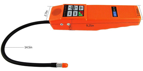 Elitech CPU-1G HVAC leak detector, orange handheld refrigerant sniffer with control panel