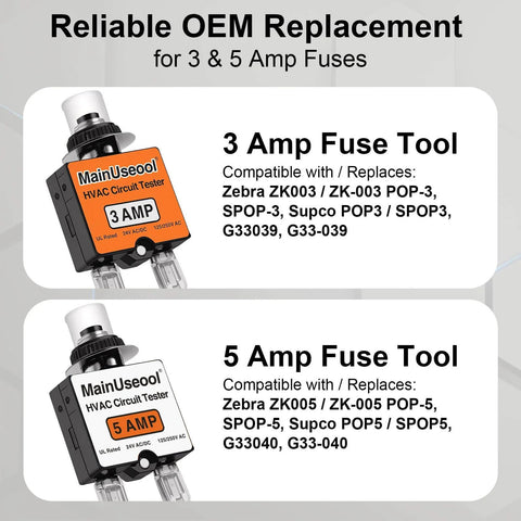 Must Have Resettable Fuse Kit For HVAC Systems With 3 Amp And 5 Amp Fuses Extra Fuses Sturdy Storage Case And Control Circuit Tester