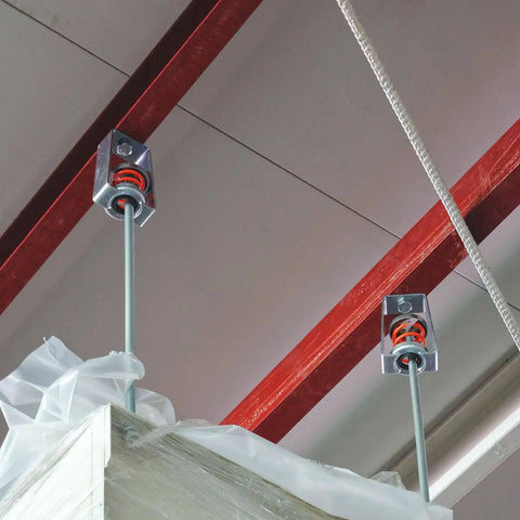 Reduce noise and vibration from HVAC systems with this dual spring vibration isolator kit, supporting up to 342 pounds per pair installed on ceiling.