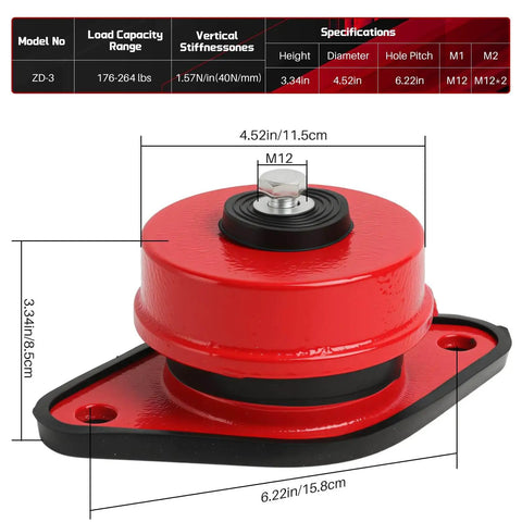 Heavy Duty Spring Vibration Isolators For Air Conditioners, Fans, Cooling Towers And Water Pumps showing dimensions and bolts