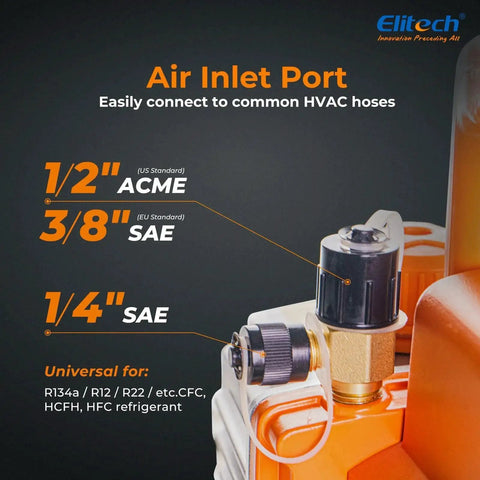 Air inlet port of Heavy Duty NVP-5 HVAC Vacuum Pump With 5 CFM Flow And 2 L Per Second, universal hose connections