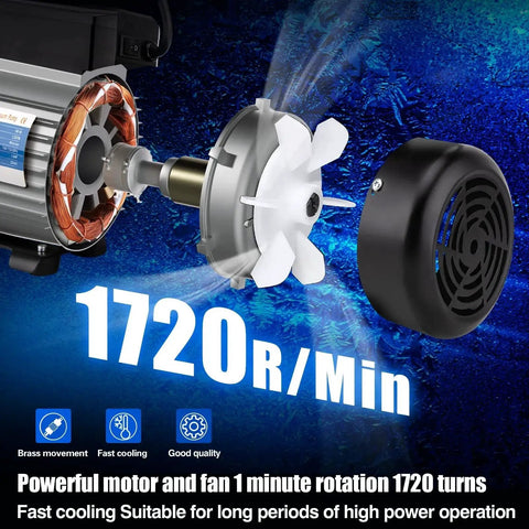 Motor and fan components of Heavy Duty HVAC Vacuum Pump And R134a Gauge Kit, showing 1720 RPM for AC repair by LOYPP